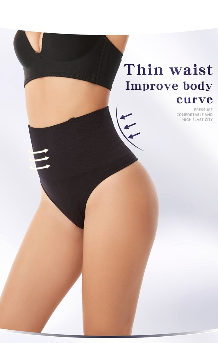 custom high waisted seamless thong black