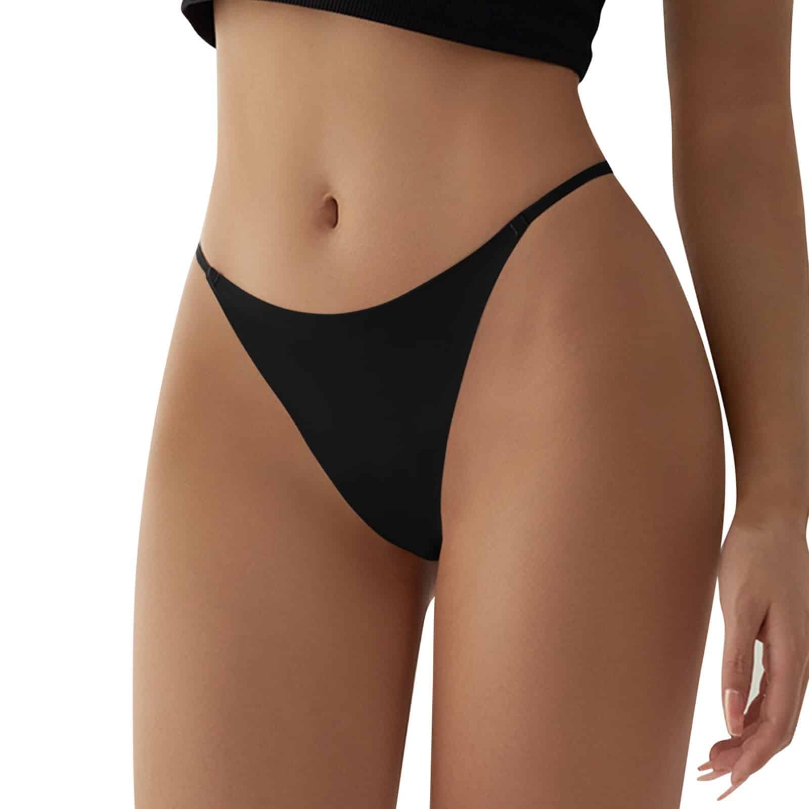 black t front thong panties